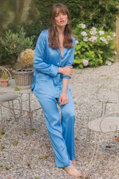 Marjolaine - Silk Pajama Set - Cobalt