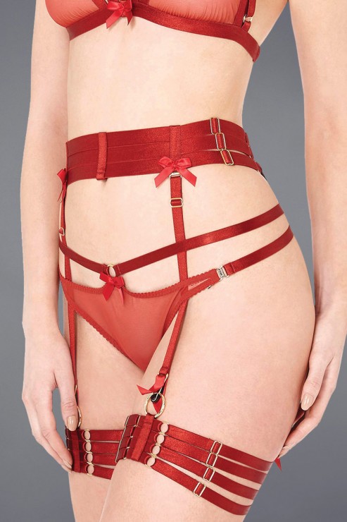 Bordelle Lingerie - Adjustable Strap Suspender - Red