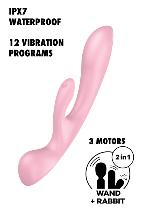 Satisfyer - Triple Oh Pink Rabbit Vibrator - Rose